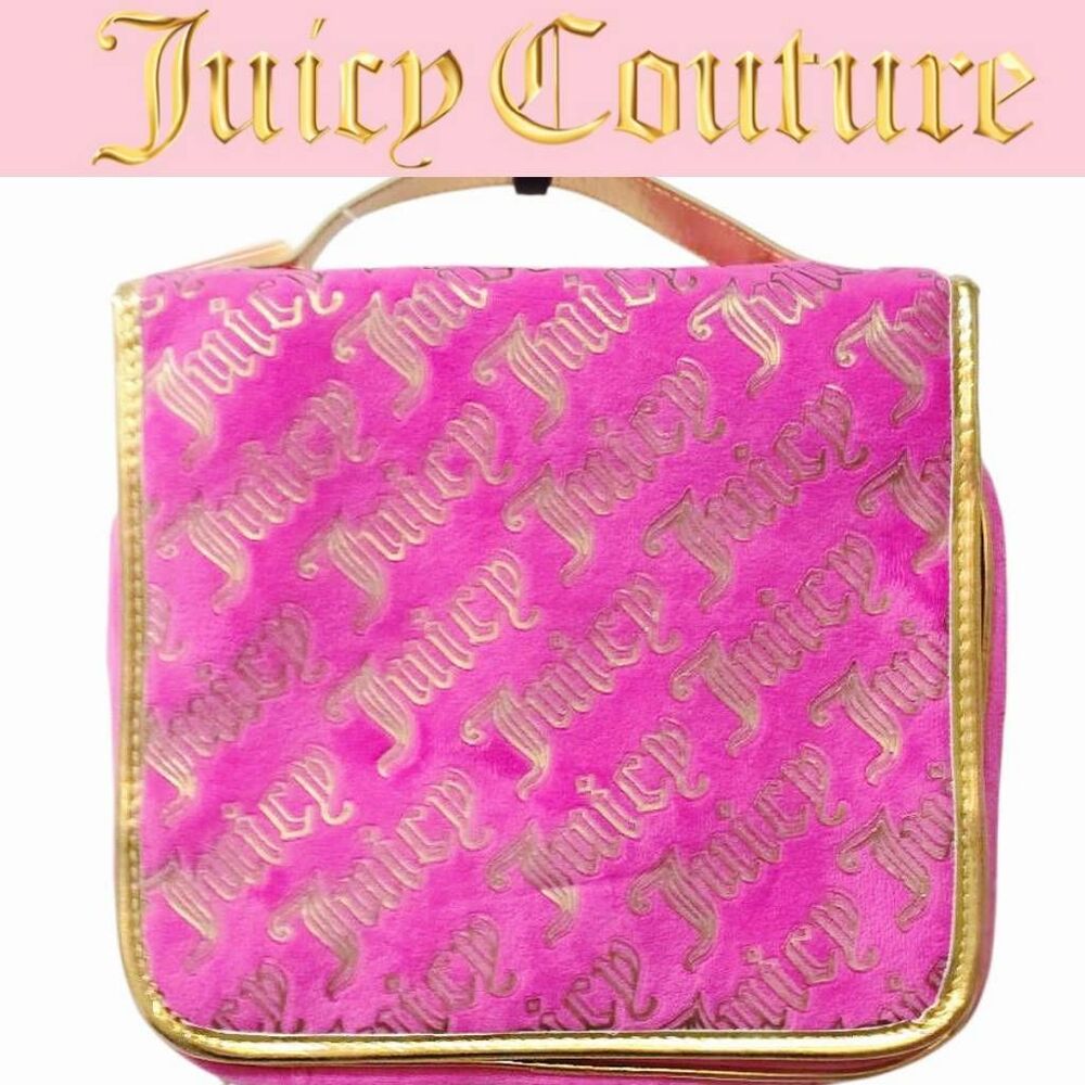 Juicy Couture Gold Foil‎ Juicy Logo Multi- Compartment Travel Cosmetic Bag